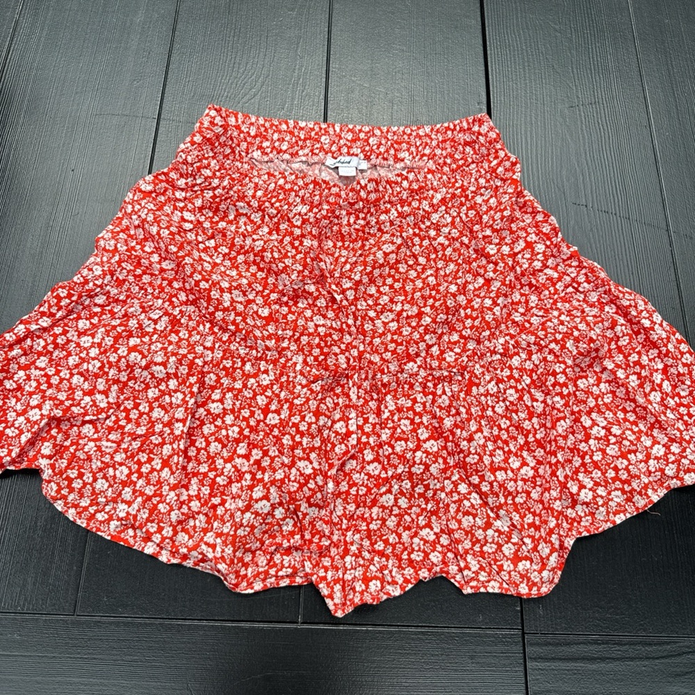Floral Red Tiered Circle Skirt by Subdued